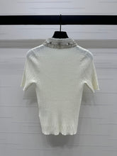 MIU 25S SHORT SLEEVE BEADED COLLAR SHIRT 264247